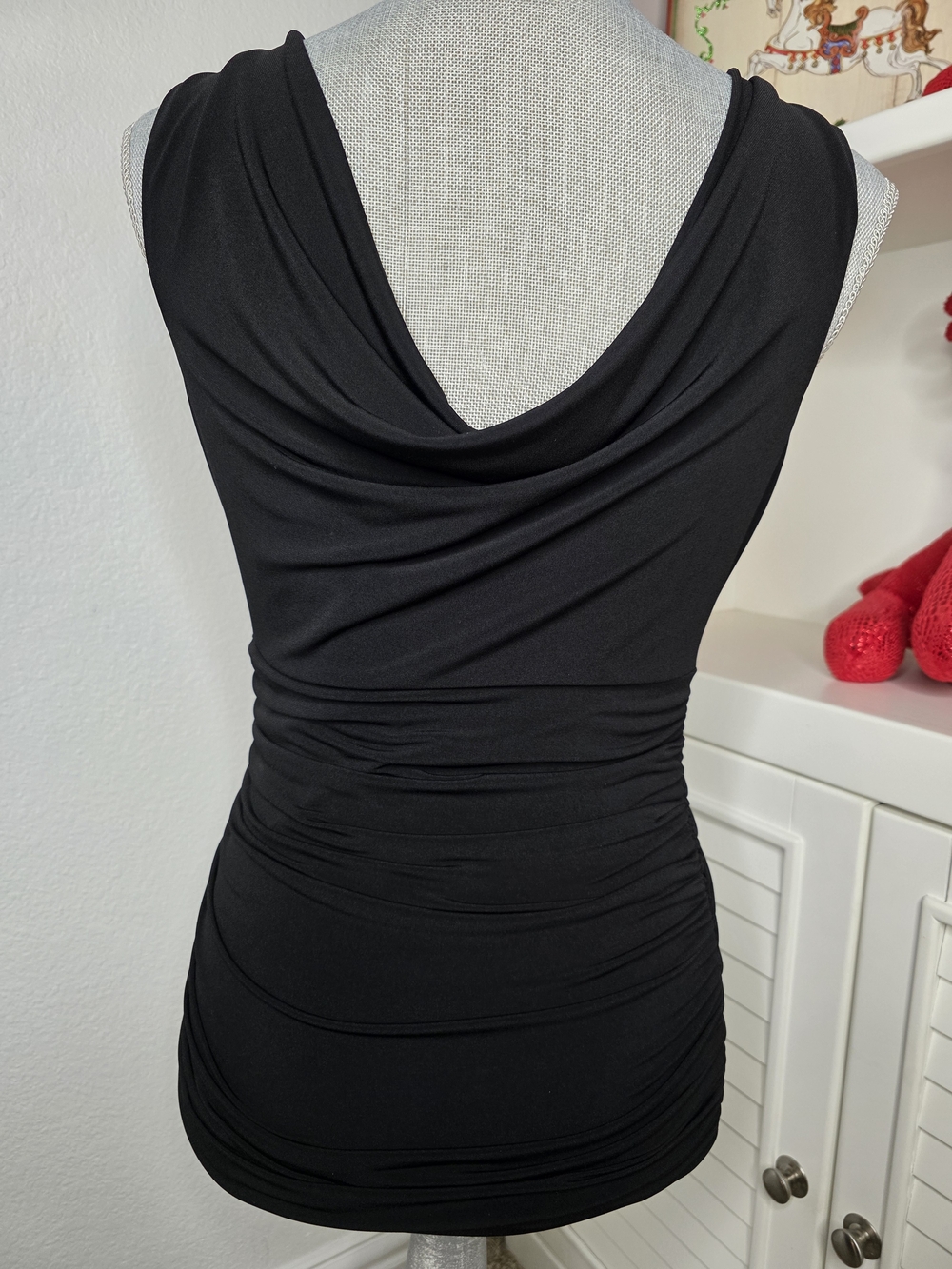 Cache Y2K Vintage Black Chain-Accent Sleeveless Ruched Tank Top - XS - Picture 4 of 8